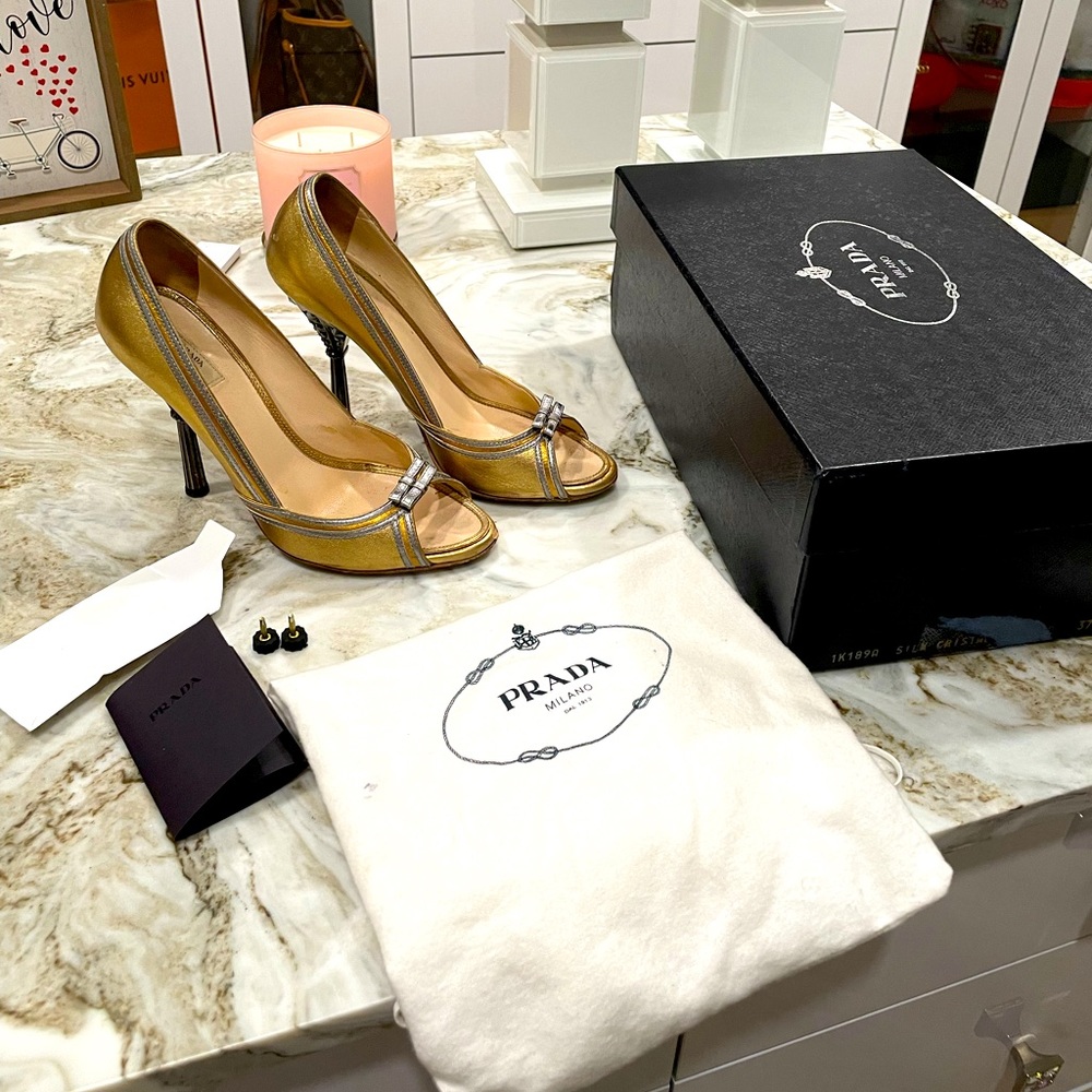 SOLD Prada Crystal Heel peep toe pump xSOLDx